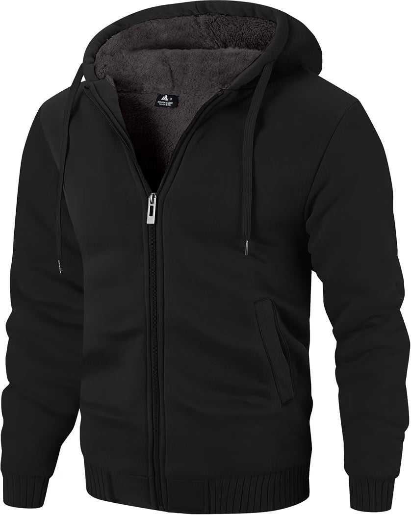 ZITY Men's Zip Up Hoodie Heavyweight Winter Sweatshirt Fleece Sherpa Lined Warm Jacket