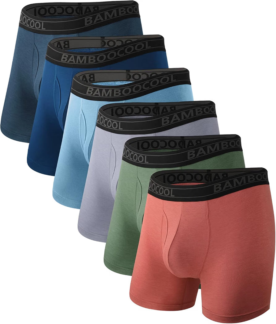 BAMBOO COOL Ultra Soft Mens Underwear Boxer Briefs Multi-pack Bamboo Fabric‌,No Ride Up,More Breathable Than Cotton 800+ bought in past month