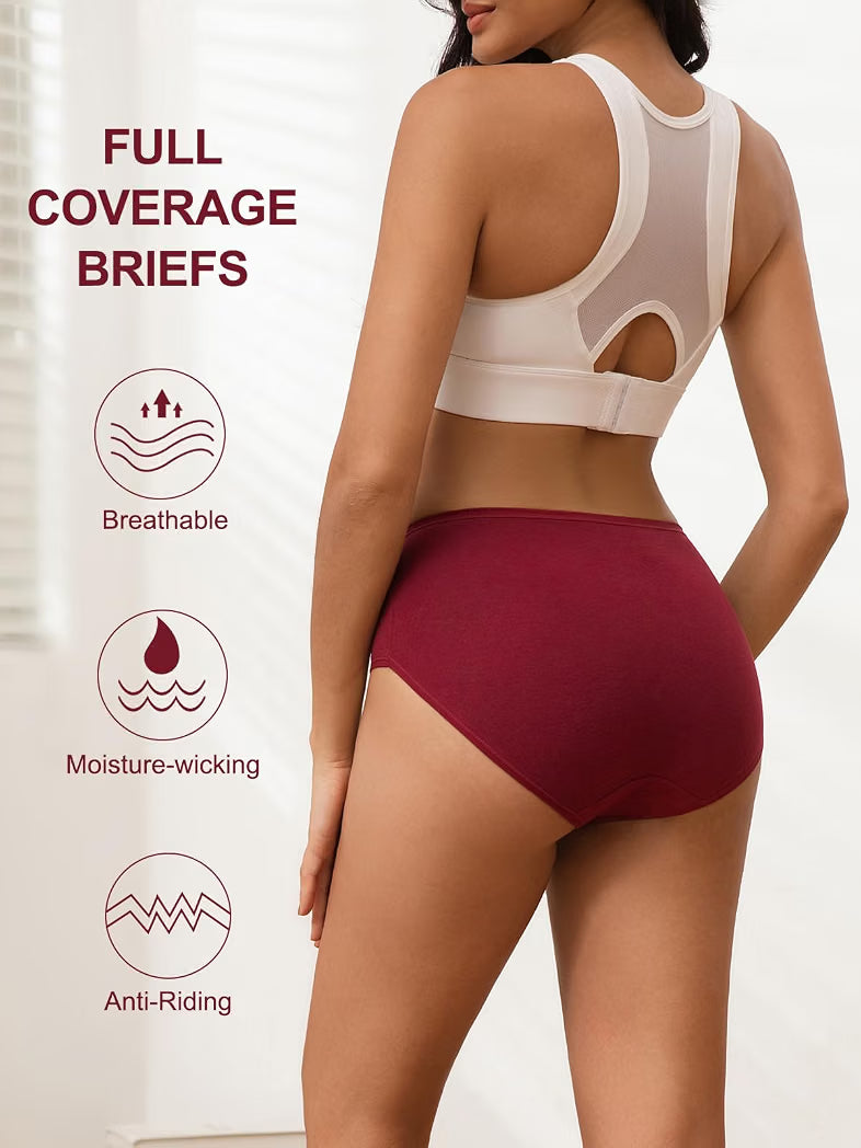 Vevmon Cotton Underwear for Women High Waisted Soft Ladies Panties 5 Pack Full Coverage Breathable Briefs, Moisture-Wicking Cotton Fabric, Fits Comfortably Underwear for Gym, Work, Daily, Loungewear 5K+ bought in past month