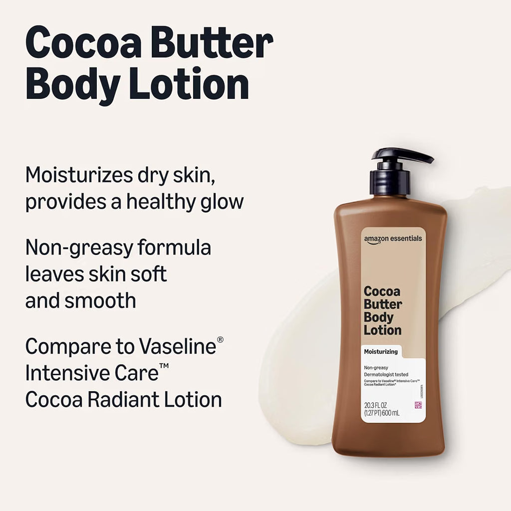 Amazon Essentials Cocoa Butter Body Lotion, Lightly Scented, 20.3 Fl Oz, Pack of 1 (Previously Amazon Basics) Amazon's Choice