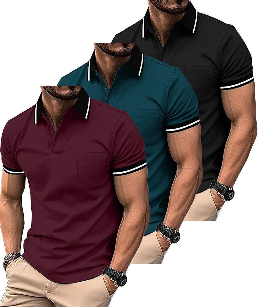 ZITY 3 Pack Men Polo Shirts Short Sleeve with Pocket Sport Wicking Shirts for Men Casual Athletic Collared T-Shirts 50+ bought in past month