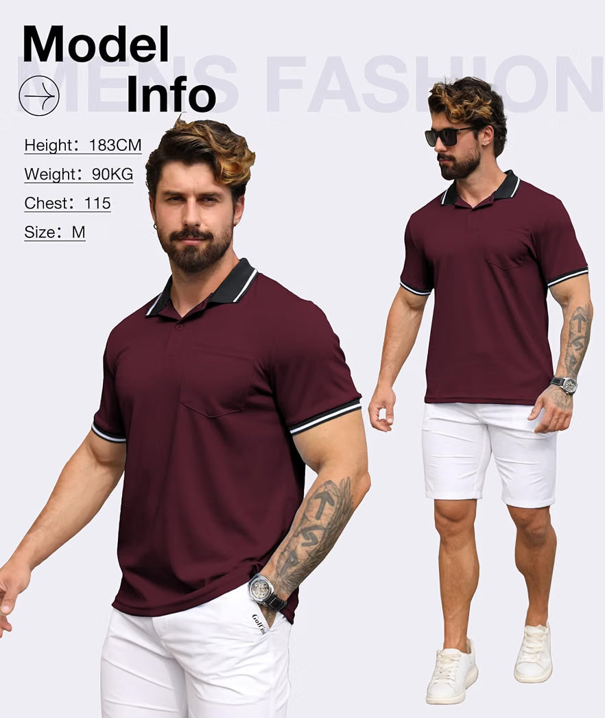 ZITY 3 Pack Men Polo Shirts Short Sleeve with Pocket Sport Wicking Shirts for Men Casual Athletic Collared T-Shirts 50+ bought in past month