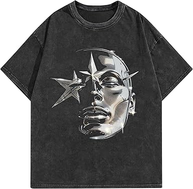 AugYew Unisex Graphic Tees Cotton Y2k Oversized Vintage Short Sleeve Tshirt | Soft Basic Casual Distressed Tops Clothes Boyfriend Gym Workout Summer