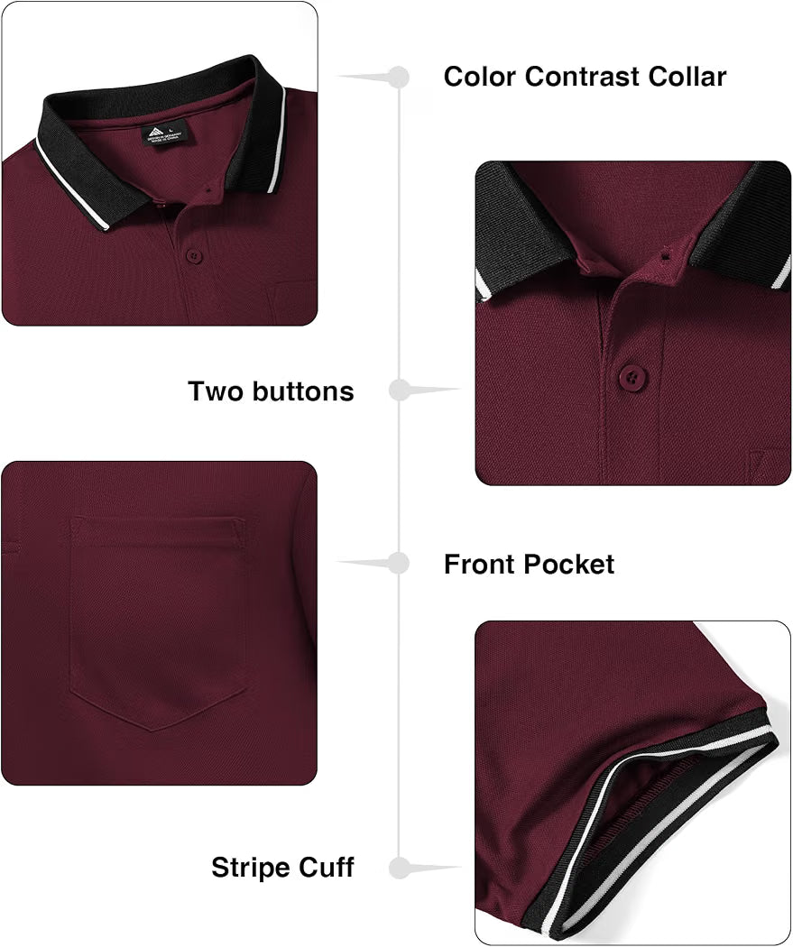 ZITY 3 Pack Men Polo Shirts Short Sleeve with Pocket Sport Wicking Shirts for Men Casual Athletic Collared T-Shirts 50+ bought in past month