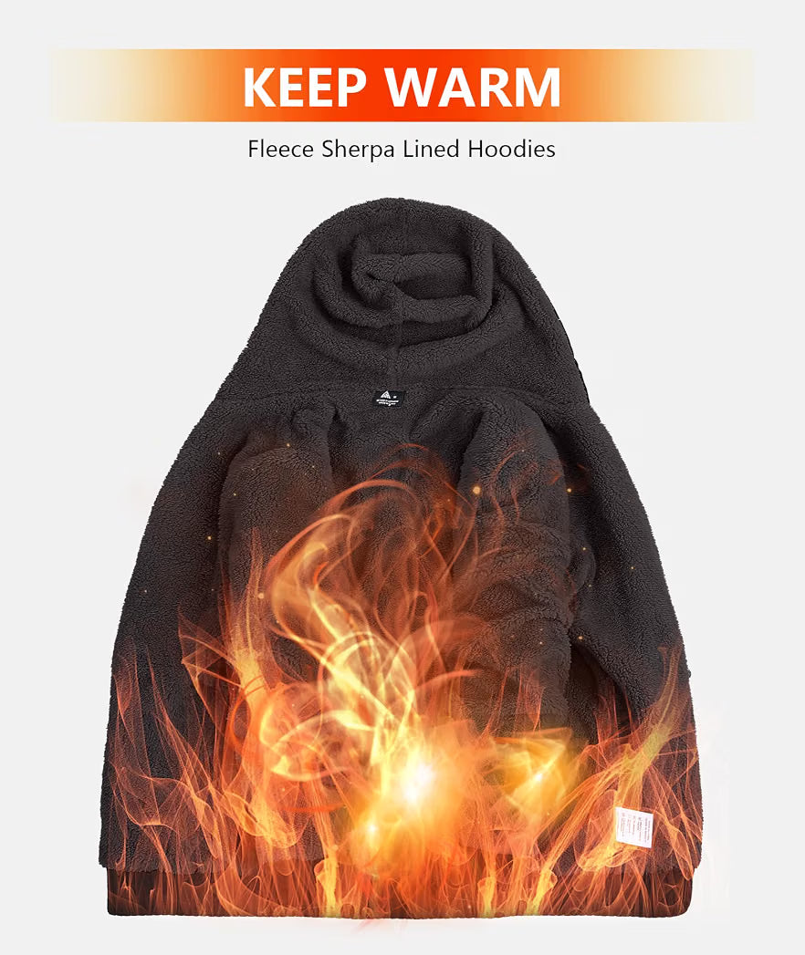 ZITY Men's Zip Up Hoodie Heavyweight Winter Sweatshirt Fleece Sherpa Lined Warm Jacket