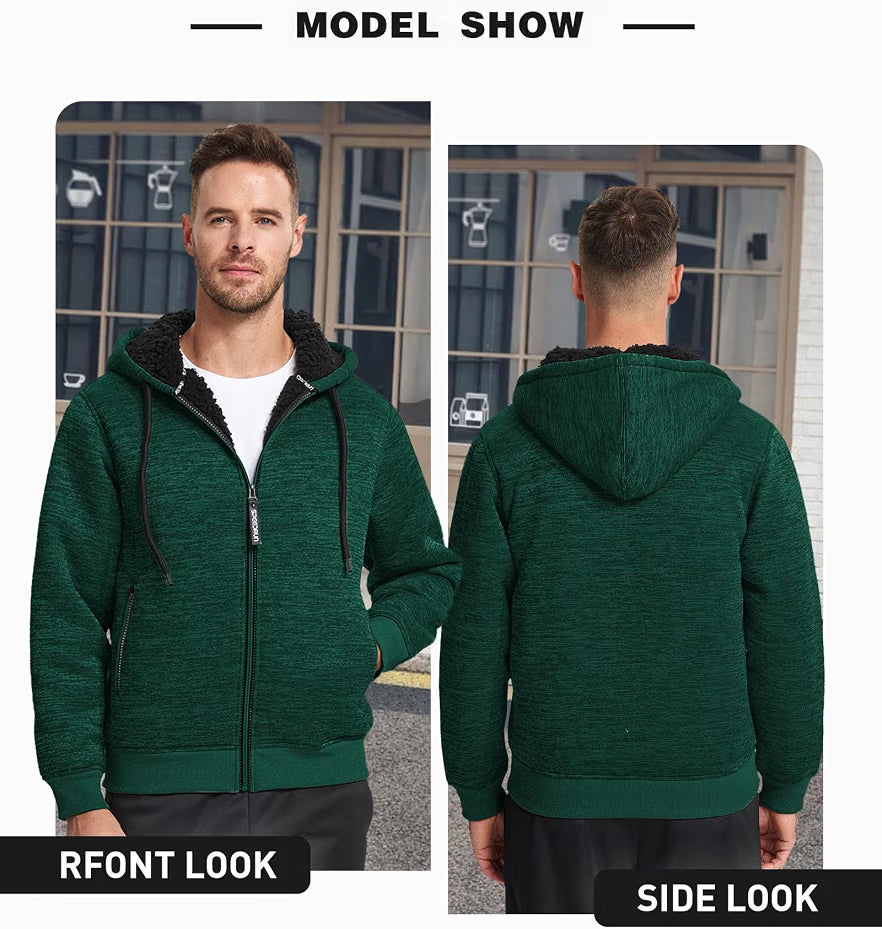 ZITY Men's Zip Up Hoodie Heavyweight Winter Sweatshirt Fleece Sherpa Lined Warm Jacket