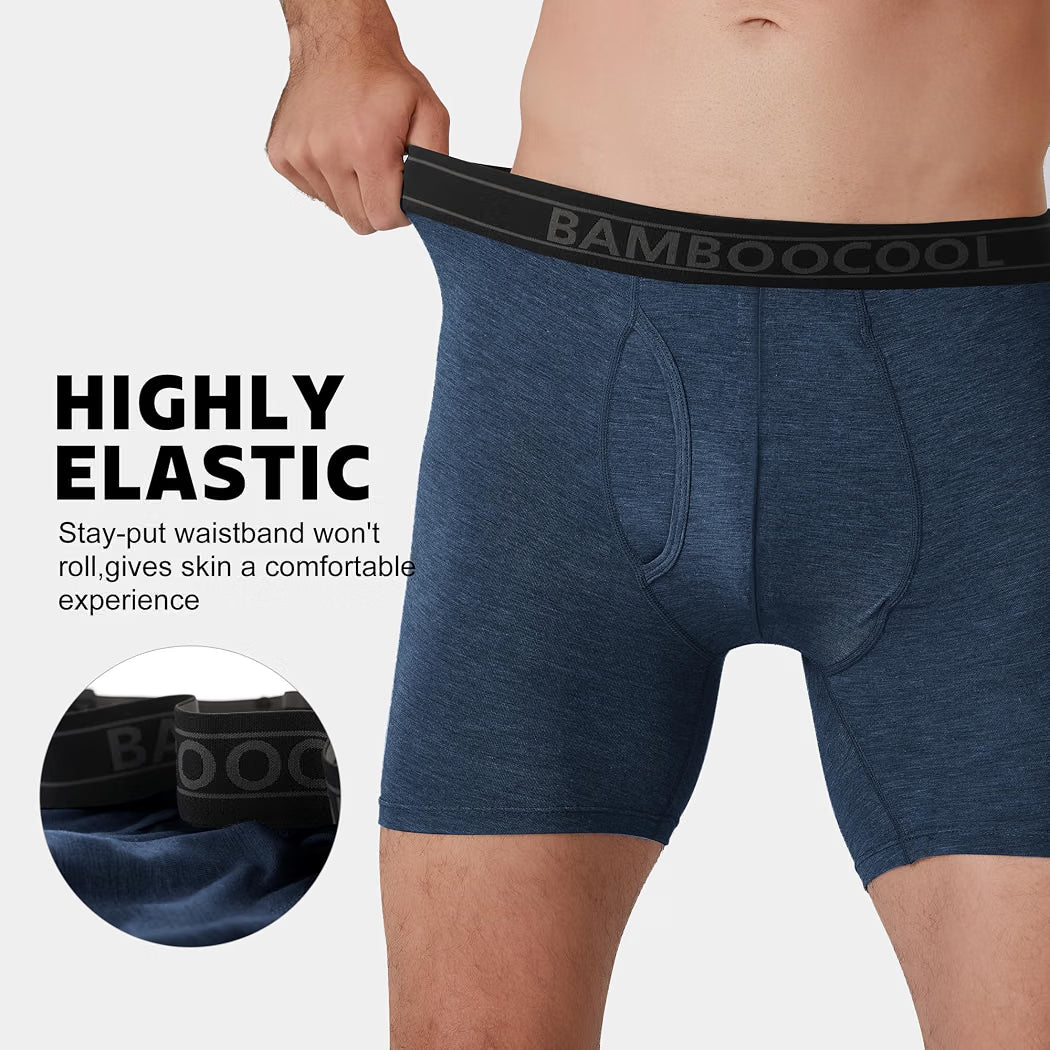 BAMBOO COOL Ultra Soft Mens Underwear Boxer Briefs Multi-pack Bamboo Fabric‌,No Ride Up,More Breathable Than Cotton 800+ bought in past month