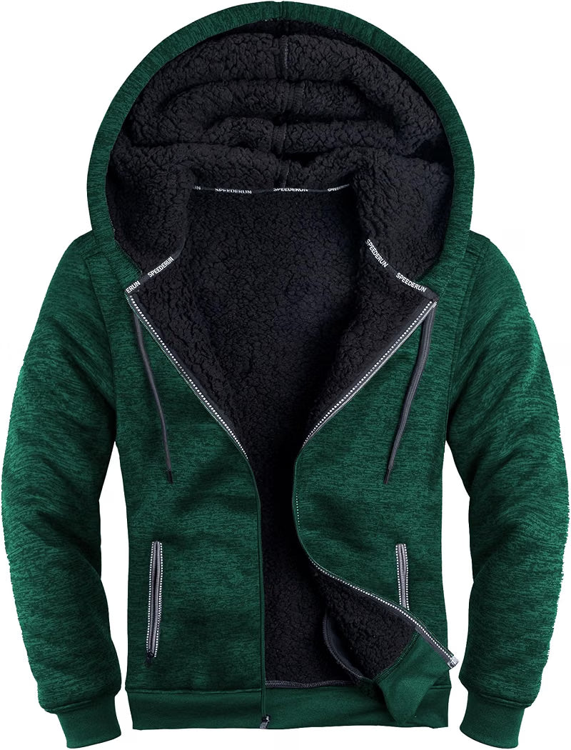 ZITY Men's Zip Up Hoodie Heavyweight Winter Sweatshirt Fleece Sherpa Lined Warm Jacket