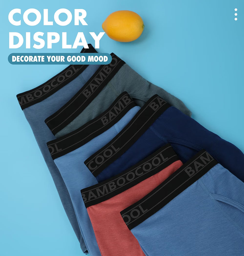 BAMBOO COOL Ultra Soft Mens Underwear Boxer Briefs Multi-pack Bamboo Fabric‌,No Ride Up,More Breathable Than Cotton 800+ bought in past month