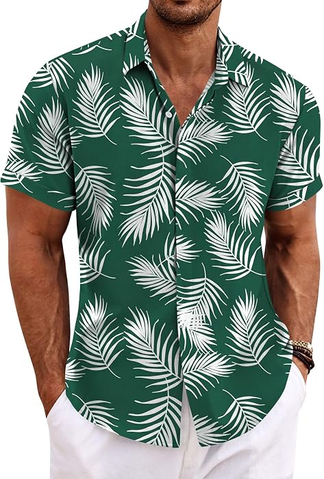 COOFANDY Men's Linen Shirts Short Sleeve Casual Shirts Button Down Shirt for Men Beach Summer Wedding Shirt