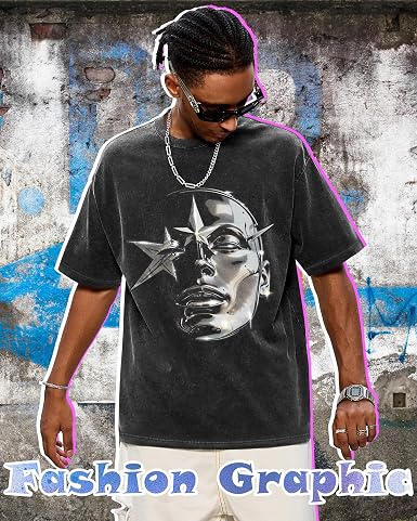 AugYew Unisex Graphic Tees Cotton Y2k Oversized Vintage Short Sleeve Tshirt | Soft Basic Casual Distressed Tops Clothes Boyfriend Gym Workout Summer